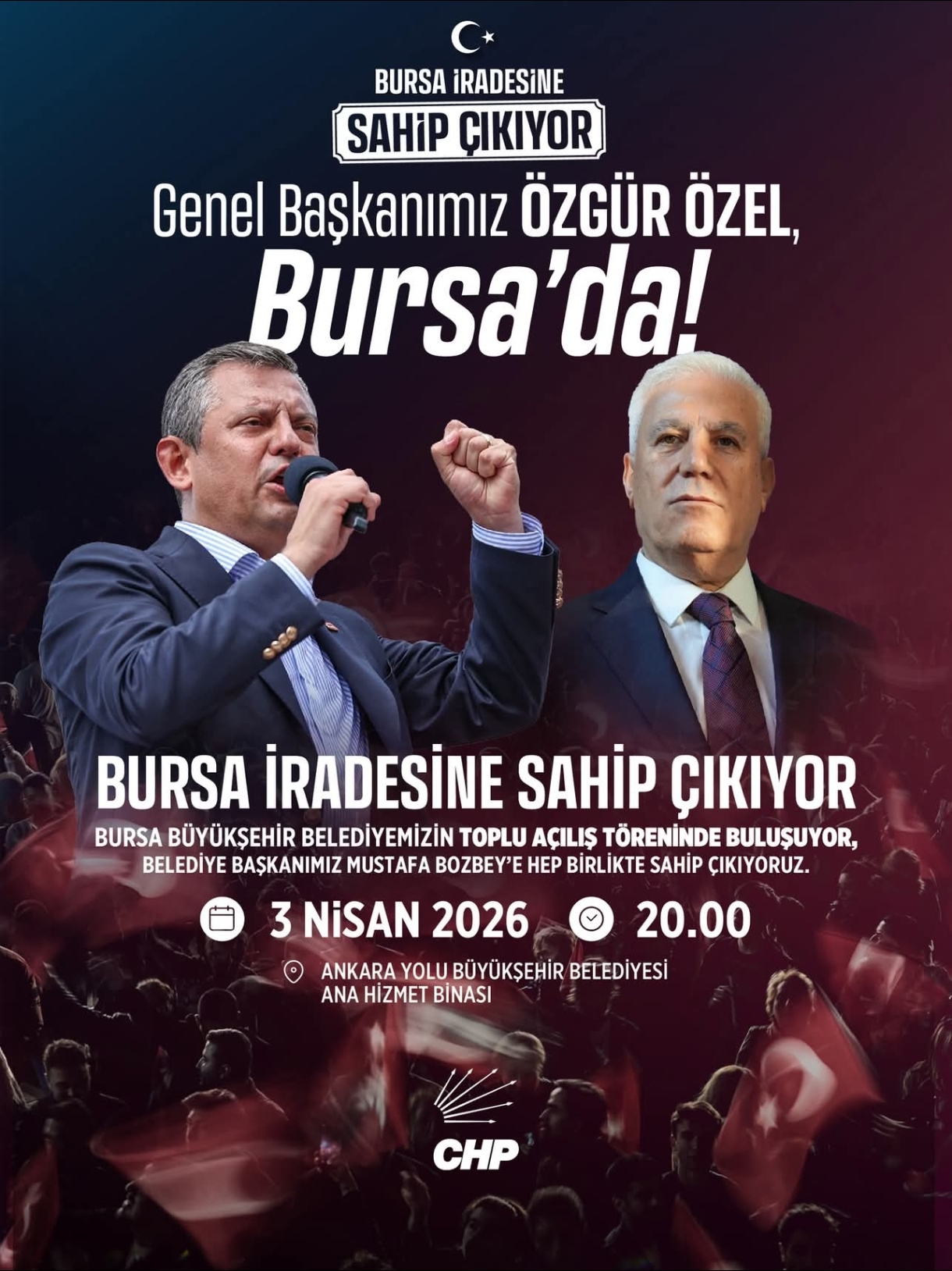 Özgür Özel Bursa’da: “Bursa İradesine Sahip Çıkıyor” Mitingi Bu Akşam