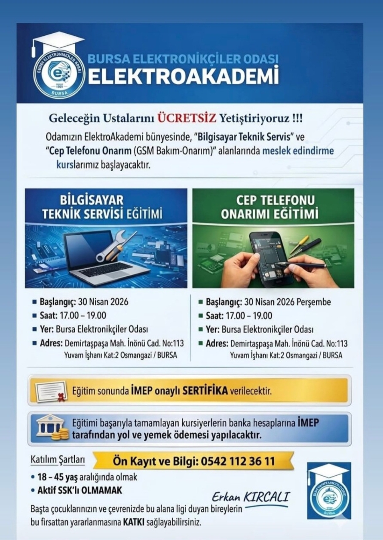 Bursa’da Geleceğin Ustaları Yetişiyor: Ücretsiz Teknik Eğitim Başlıyor