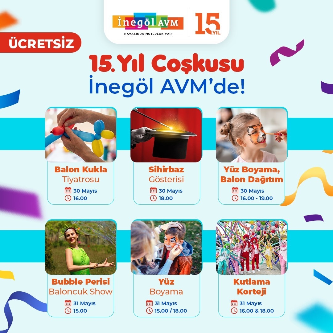 İnegöl AVM’den 15’inci yıla özel etkinlikler
