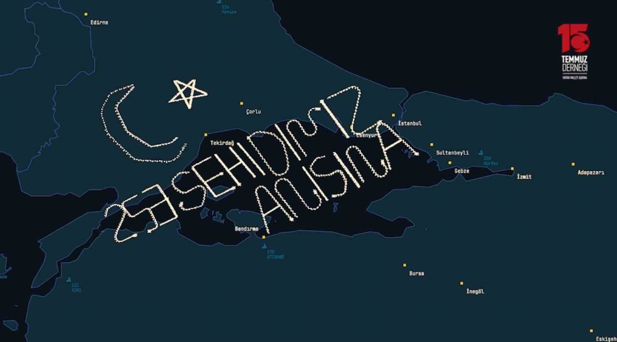 15 Temmuz şehitleri anısına İHA’lardan 253 kilometrelik rotada ay-yıldızlı radar izi
