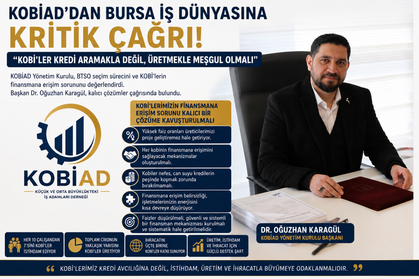 KOBİAD’dan Bursa İş Dünyasına Kritik Çağrı: 