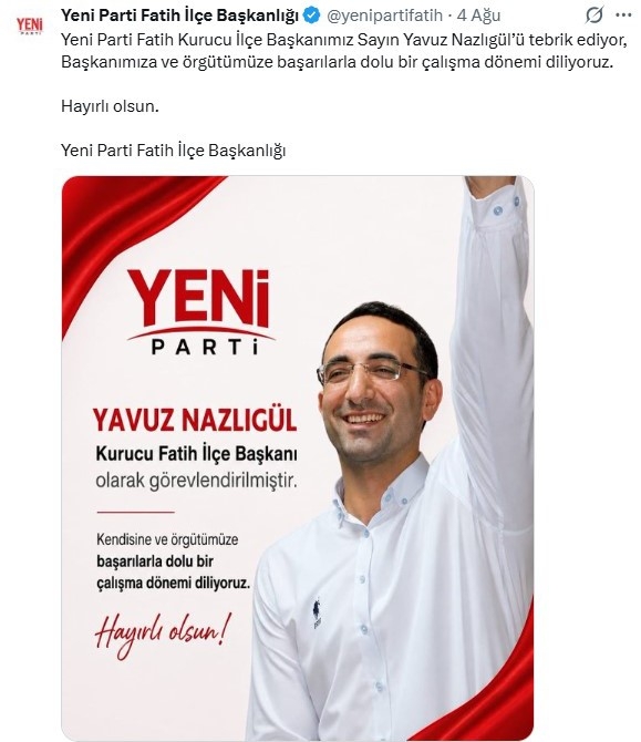 Yeni Parti’de skandal karar: DHKP-C’li Yavuz Nazlıgül 