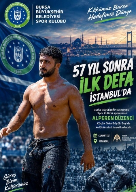 Büyükşehir güreşçisi tarihi er meydanında
