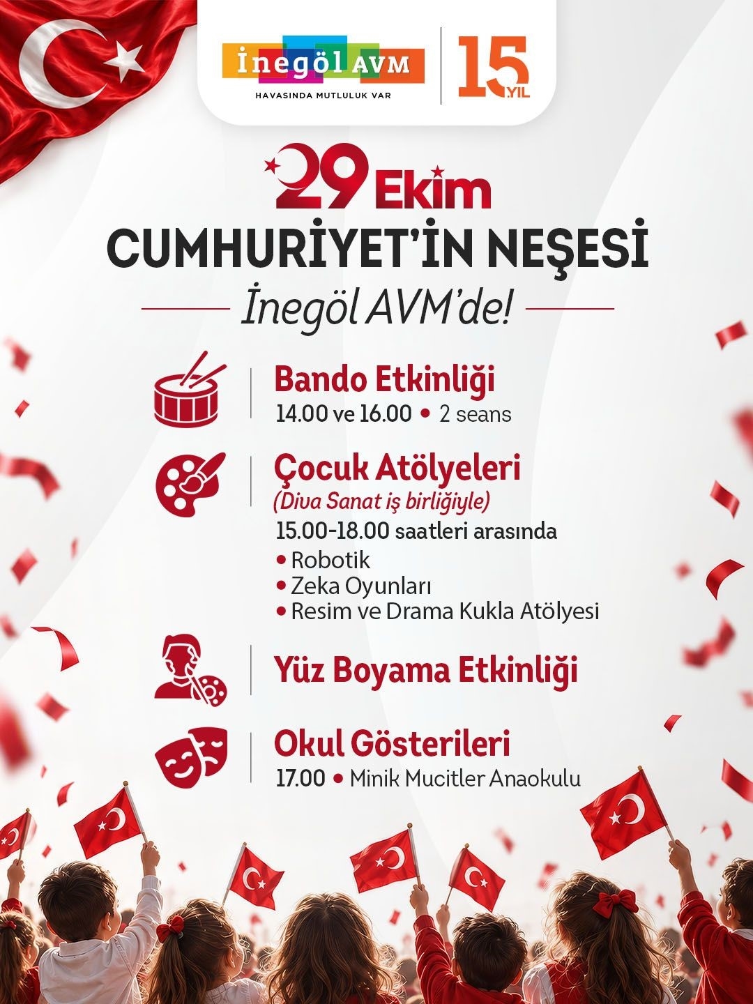 İnegöl AVM’de 29 Ekim Cumhuriyet Bayramı’na özel etkinlikler
