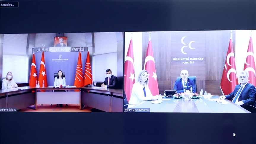 MHP heyeti CHP heyetiyle video konferans aracılığıyla bayramlaştı